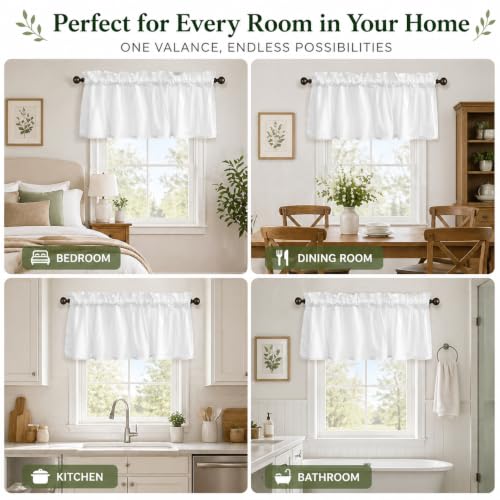 White Cotton Crochet Edge Window Valance, 18" L x 52" W, 2 Panels - color: White, size: 18"L x 52"W (Pack of 2)