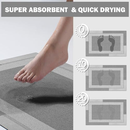 YDKGL Non Slip Bath Mat Thin Bathroom Rugs Fit Under Door Grey 16"x 24" - color: A- Light Gray, size: 16" x 24" (Rectangular)