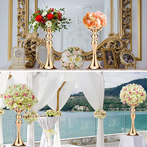 Sadnyy 16 Pcs Gold Metal Flower Vase, 12.6 Inch Wedding Table Centerpiece - color: Gold, size: 12.6 Inch