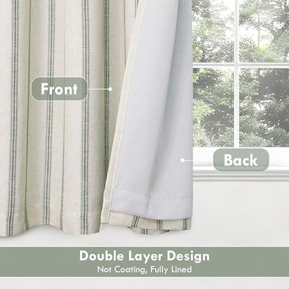 DriftAway Farmhouse Stripe Blackout Curtains, Grommet, W52xL54, Loden Green - color: G Loden Green Stripe, size: 52"W x 54"L (Pack of 2)