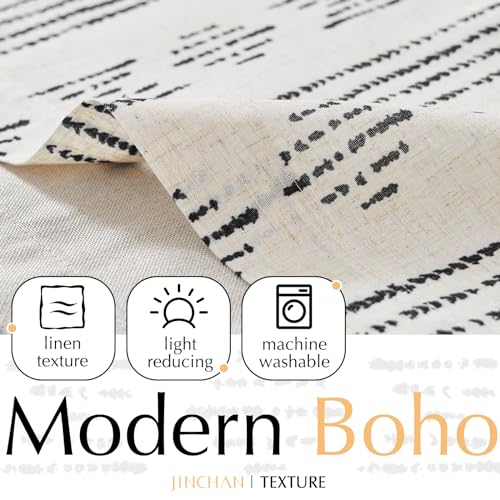 jinchan Striped Valance 18 Inch Modern Boho 1 Panel Black on Linen - color: Boho Black on Linen, size: 50"W x 18"L (Pack of 1)