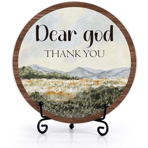 Christian Desk Decor, Dear God Thank You Wood Sign, Religious Gifts For Woman Man, Living Room Decor And Accessories, Bible Verse Home Office Decorations For Table Shelf -c08 - style: Dear God 3