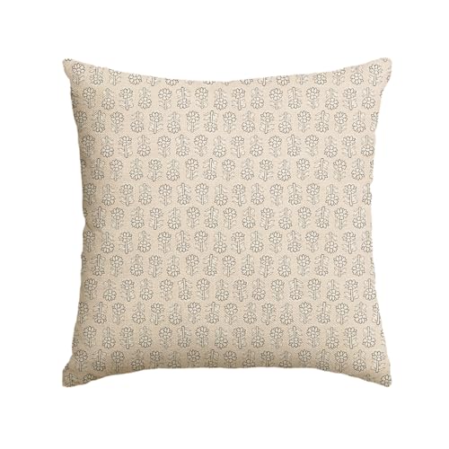 AVOIN colorlife Vintage Floral Boho Throw Pillow Cover, 18 x 18 Inch Modern Farmhouse Bohemia Flowers Ivory Beige Cushion Case Decoration for Sofa Couch Living Room Bedroom Decor - color: Ivory Beige, size: 18" x 18" (Pack of 1)
