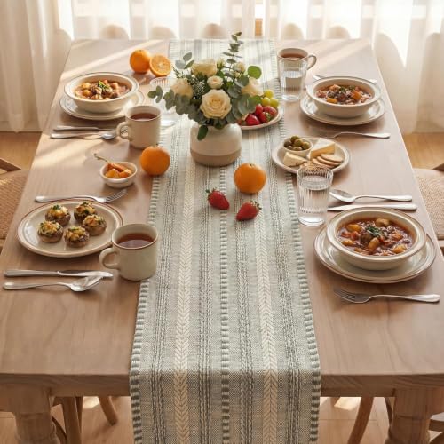 Artoid Mode Dark Grey Farmhouse Stripe Braided Table Runner 12x72 Inch - color: Dark Grey, size: 12" x 72", Table Runner