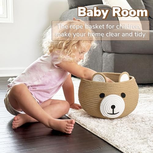 CherryNow Baby Basket for Gifts Empty, Cute Bear Design, Brown - color: Brown, size: 10.5"D x 8.5"H