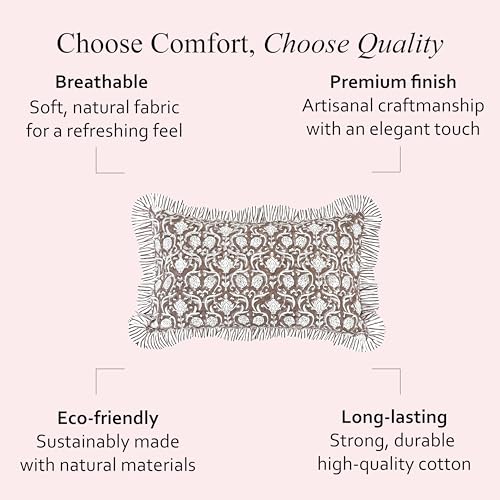 CPC Mocha Regal Block Print Ruffle Sham Pillow Cover 12x20 Inch, Pack of 1 - color: Mocha Regal, size: 20" x 12" (Pack of 1)