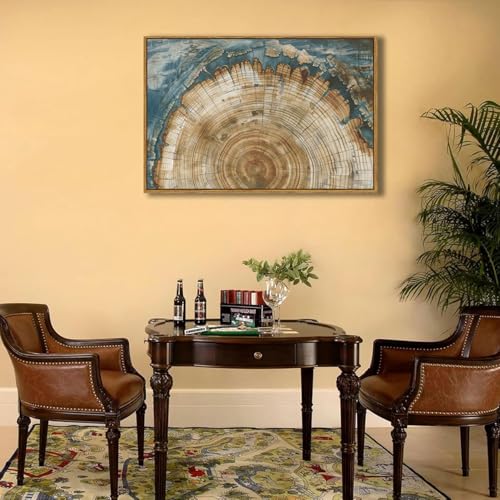 BingruiArt Faux Wood Tree Ring 08 Canvas Wall Art 24x36 Framed - color: Tree Ring - 08, size: 36"L x 24"W