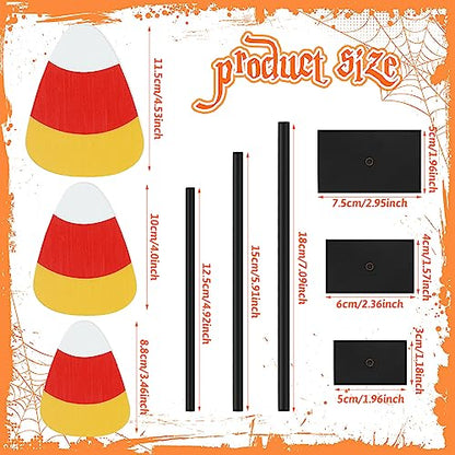 3 Pcs Halloween Wood Candy Corn Table Decor Centerpieces, 3 Size - style: Candy Corn