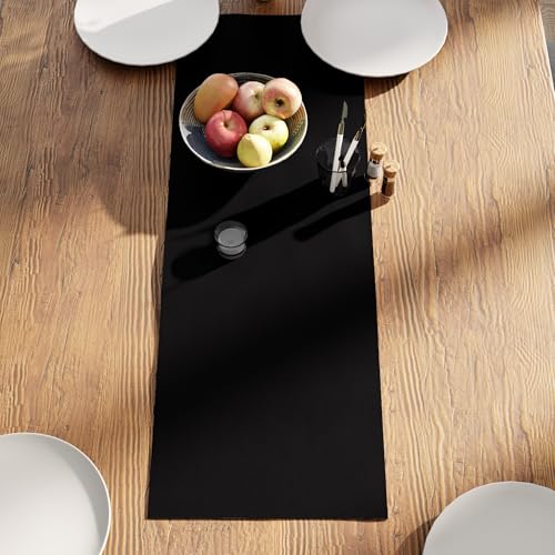 Encasa XO Table Runner, Cotton Canvas Dining Runner 13"x36" - color: Jet Black, size: 13x36 in