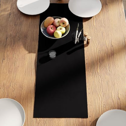 Encasa XO Table Runner, Cotton Canvas Dining Runner 13"x36" - color: Jet Black, size: 13x36 in