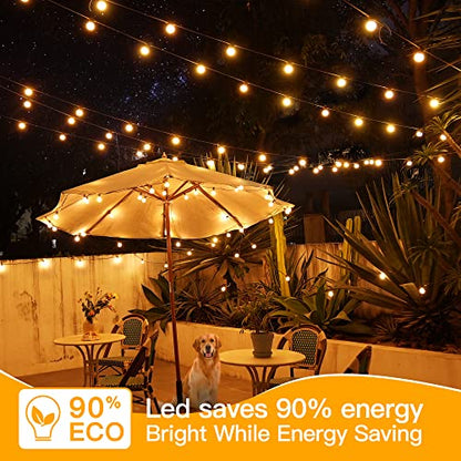 Ollny Outdoor String Lights, 25FT LED Patio Lights Waterproof Plug in - color: Black Wire, size: 25FT-Warm White