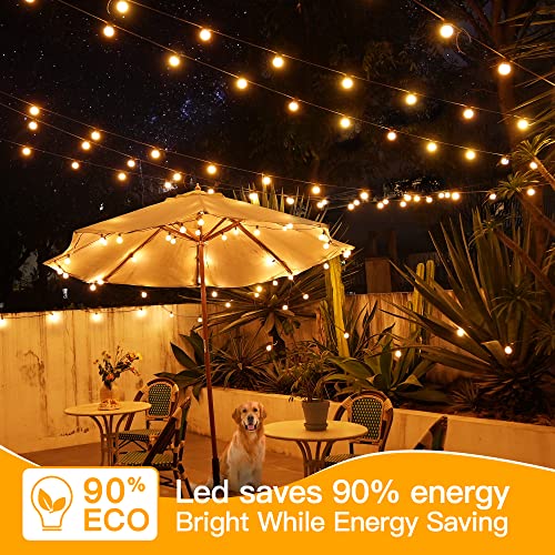 Ollny Outdoor String Lights, 50FT LED Patio Lights Waterproof Plug in - color: Black Wire, size: 50FT-Warm White