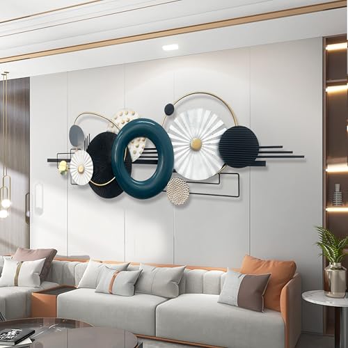 Metlzks Modern Abstract Metal Wall Art, Geometric Circles Design Wall Decor - color: Blue