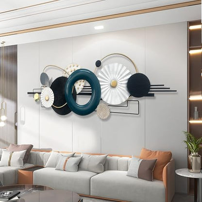 Metlzks Modern Abstract Metal Wall Art, Geometric Circles Design Wall Decor - color: Blue