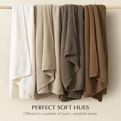 EVERGRACEHOME Chunky Chenille Knit Throw Blanket, 50 x 60, Camel Brown - color: Camel Brown, size: 50" X 60"