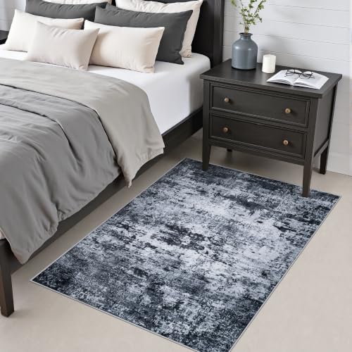 Area Rug Living Room: 3x5 Modern Washable Indoor Carpet Black - color: Black, size: 3' x 5' (Rectangular)