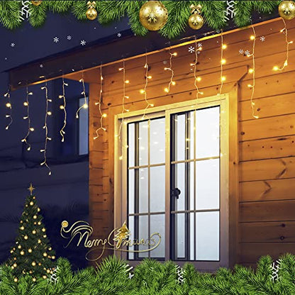 300 LED Icicle Lights,33FT Icicle Christmas Lights Warm White - color: Warm White