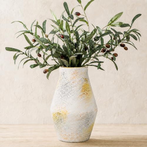 Rustic Farmhouse Ceramic Vase, 10 Inch - color: Rustic White, size: 10 inch