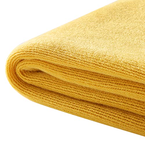 Homiest Yellow Knitted Throw Blanket with Fringe, 50x60 Inch - color: Yellow, size: 50" x 60"