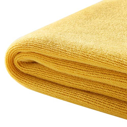 Homiest Yellow Knitted Throw Blanket with Fringe, 50x60 Inch - color: Yellow, size: 50" x 60"