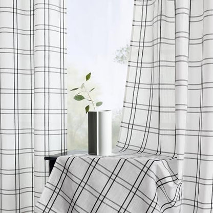 Black and White Buffalo Plaid Curtain Panel 54 Inch Long - color: Plaid Black/White, size: 40"W x 54"L (Pack of 2)