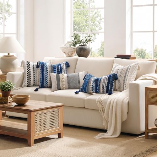 Kevin Textile Boho Tufted 18x18 Inch Pillow Cover 1 Pack, Blue - color: Blue, size: 18" x 18" (Pack of 1)