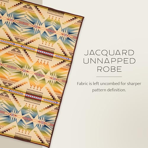 Pendleton Jacquard Unnapped Twin Blanket, 64 x 80 in, Heirloom Virgin Wool - color: Mystic Lake, size: Twin (64" x 80")