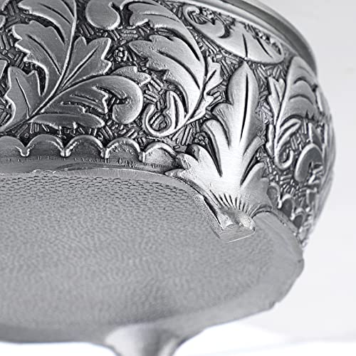 Hipiwe Metal Jewelry Box Vintage Ring Holder Small Round Trinket Organizer - style: Round,Silver