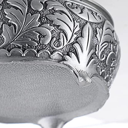 Hipiwe Metal Jewelry Box Vintage Ring Holder Small Round Trinket Organizer - style: Round,Silver