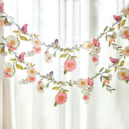 SUNBEAUTY 13FT Wildflower Garland Butterfly Daisy Banner Flower Garlands - color: Pet Flowers - Pink