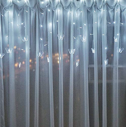 Butterfly Curtain Lights, 13ft 96 LED USB Window Fairy Lights 16 Butterflies 8 Modes Firefly Twinkle Timer String Lights with Remote for Room Bedroom Wall Ceiling Party Wedding Christmas - color: Cool White, size: 13ft