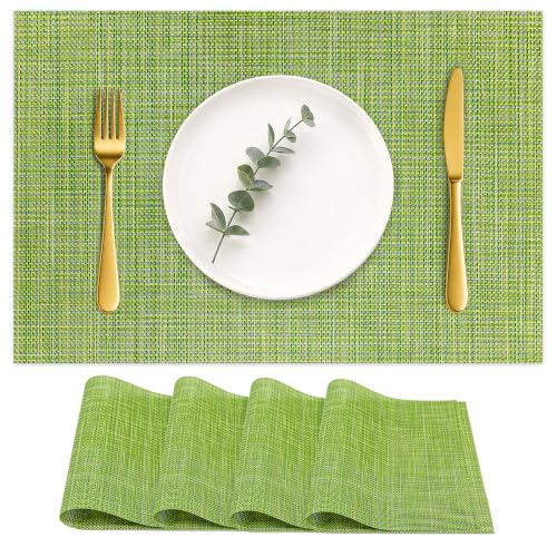 HOOMIL Placemats Set of 4, Heat Resistant, Green - color: Green, size: Set of 4