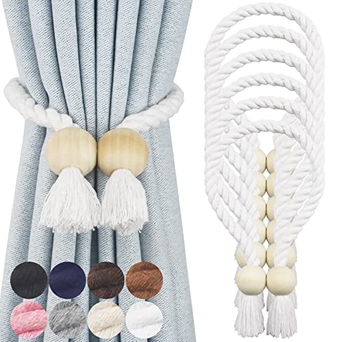Magnetic Curtain Tiebacks Decorative Tie Back Drapes Holdbacks Nieffeiy - color: White