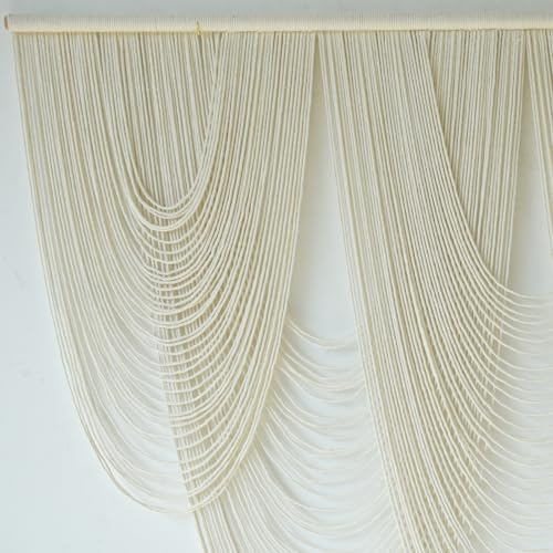 Macrame Wall Hanging Yarn Art Fiber Craftsmanship Tapestry 57"W*41"L - color: Ivory