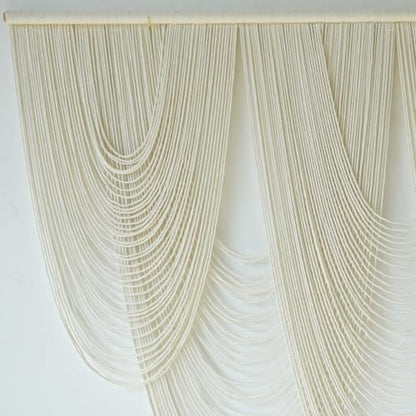 Macrame Wall Hanging Yarn Art Fiber Craftsmanship Tapestry 57"W*41"L - color: Ivory