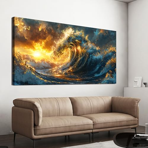 Canvas Wall Art Decor Sunshine Wave Canvas Wall Art Pictures For Living Room Decor Gold Modern Abstract Aesthetics Wall Art Decor Canvas Prints Artwork For Bedroom Office Wall Decor 20 X 40 Inch - color: D-Z, size: 40"L x 20"W