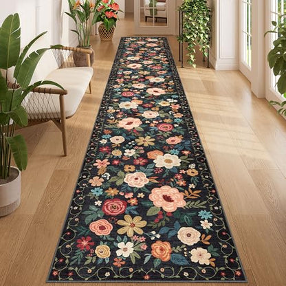 DUKINO 2x12 Washable Runner Rug, Non Slip Long Kitchen Runner Rug, Black - color: Black, size: 2' x 12' (Rectangular)