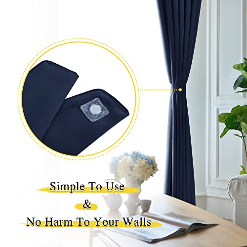NICETOWN Strong Magnetic Curtain Tiebacks-Curtain Tiebacks for Wall No Screws Perfect of Curtains (Navy Blue, 18.5 X 4 Inches, Set of 4) - color: Navy Blue, size: 4"W x 18.5"L (Pack of 4)