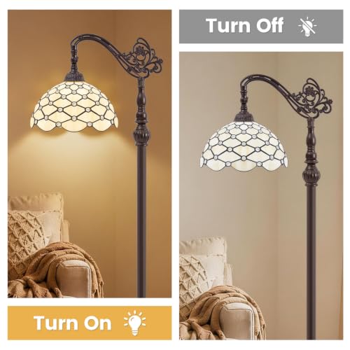 Tiffany Floor Lamp, 64'' H Bead Stained Glass Arched Tall Lamp - color: Bead