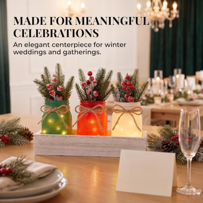 Christmas Mason Jar Table Centerpiece with LED Fairy Lights - color: Jar-christmas
