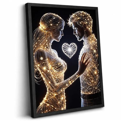 Black Framed Couple Wall Art, Romantic Pictures Wall Decor, 12x16 in - color: Gold1