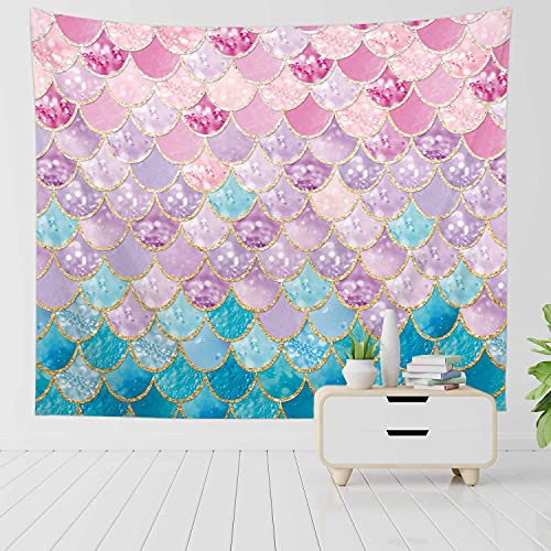 RosieLily Mermaid Wall Decor, Pink & Blue Mermaid Tapestry for Teen Girls' Bedroom, 51" x 59" Inches - color: Pink, size: 59"L x 51"W