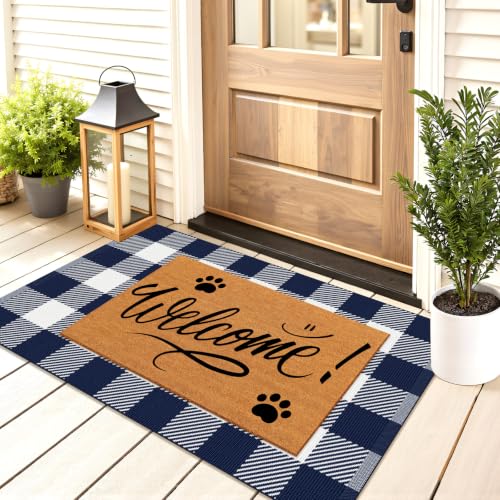 Outdoor Rugs, Blue and White Area Rug Checkered 2’4’’x3’7’’ - color: Blue & White, size: 2'4" x 3'7" (Rectangular)