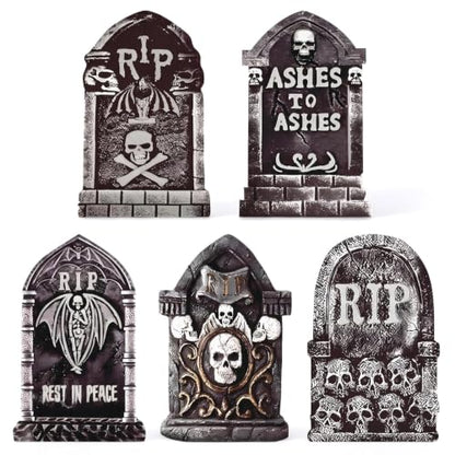 17" Halloween Tombstones Outdoor Graveyard Decorations,5-Pack - size: 17INCH