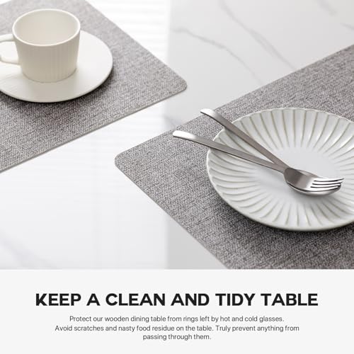 Baroyal Faux Leather Placemats Set of 4 Vinyl Washable Wipeable Table Mats for Kitchen Dining Table Heat Resistant Waterproof Modern Indoor/Outdoor Placemats Non-Slip Easy Clean Place Mats (Mid Gray) - color: C-mid Gray