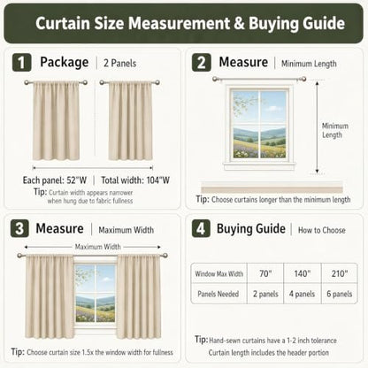 Warm Beige Sheer Linen Curtains for Living Room Bedroom 54 Inches Long - color: Warm Beige, size: 35"W x 54"L (Pack of 2)