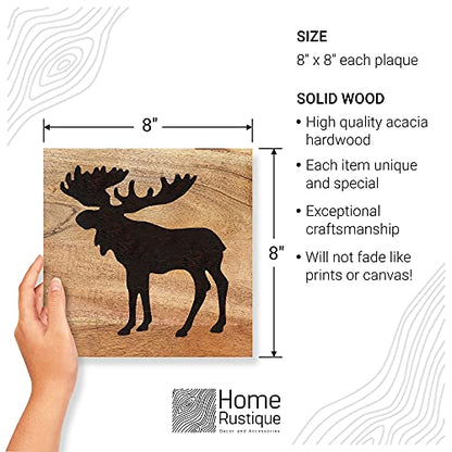 Home Rustique Real Wooden Cabin Decor, Woodland Rustic Wall Art, Set of 3 - color: Woodland Animals