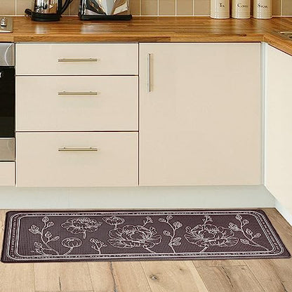 Kitchen Floor Mat Set of 2, Anti Fatigue Kitchen Mat 17"x59"+17"x29" - color: Brown, size: 17"x59"+17"x29"