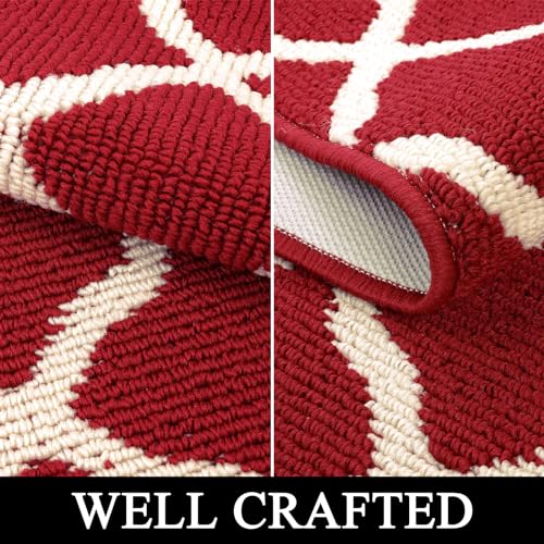 SHACOS Red Runner Rug 2x8 ft Washable Non Slip Low Pile Entryway Rug Runner - color: Red, size: 2' x 8'