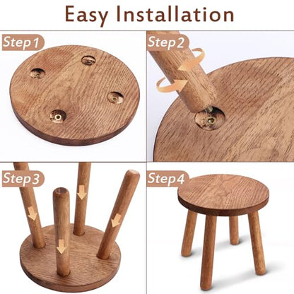 Solid Wooden Stool,Plant Stand,Step Stool,Light Walnut,9.3" H - color: Light Walnut, size: 9.3inch